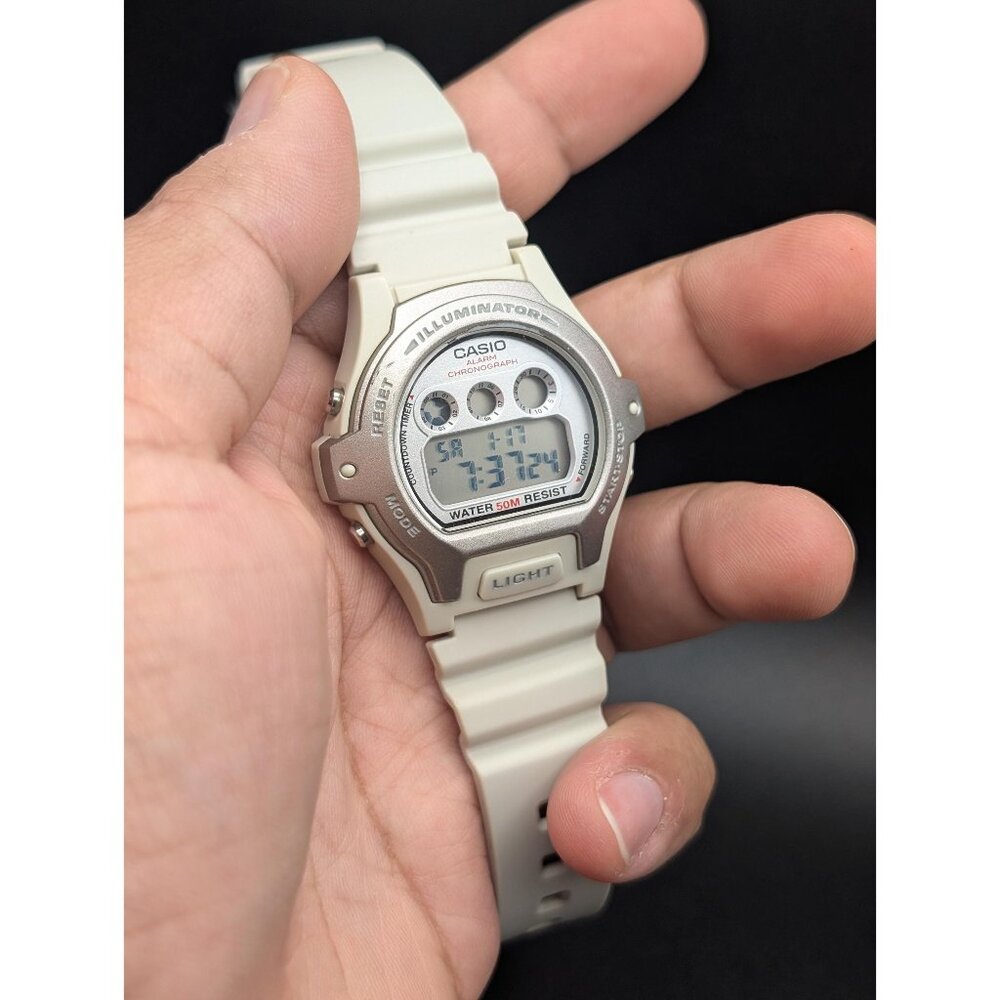 Casio LW-202H Illuminator Digital Ladies Watch, Cream Resin Strap, Y2K Style